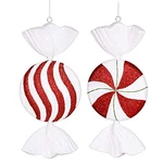 Vickerman Peppermint Candy Flat Round Ornament With Shatterproof Secure Cap. Fixed Price $45.97.