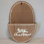 Primitives By Kathy Merry Christmas Wooden Oval Hanging Card Holder Wall.... Fixed Price $18.00.