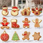Christmas Decorations Santa Snowman Gingerbread Yard Signs Stakes Outdoor 12 Pcs. Fixed Price $34.86.