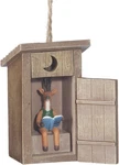 Outhouse With Deer Inside Resin Hanging Christmas Ornament - Size 3.5 In.. Fixed Price $29.99.