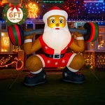 6FT Inflatable Santa With Barbell - Fun Christmas Yard Decoration. Fixed Price $132.99.