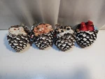 Woodland Pinecone Christmas Ornaments Forest Animals 2" Tall Country W/box Read. Fixed Price $14.99.
