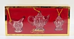 Christmas Gorham Crystal Miniature Tea Set Ornaments Of 3 Holiday Collection. Fixed Price $25.00.
