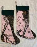 2 Realtree Pink Camo Christmas Stockings Mossy Oak Print Hunter Green Trim. Fixed Price $22.99.