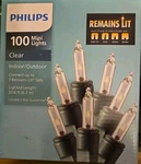 Philips 100 Count Clear Mini Lights Green Wire Indoor Outdoor Christmas Wedding. Fixed Price $18.99.