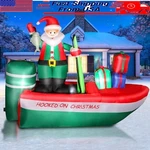 8FT Santa Fishing Boat Inflatable Decoration W/ Lights Holiday Yard New. Fixed Price $90.22.
