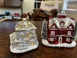 Pottery Barn Mercury Glass Glitter House Figural Christmas Ornaments Set Of Two. Fixed Price $46.50.