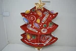 Vintage 2003 Clay Art Navidad Christmas Tree Chip Dip Appetizer Platter W/box. Fixed Price $29.95.