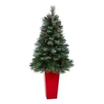 Nearly Natural 55" Snowed French Alps Mountain Pine Christmas Tree. Fixed Price $211.99.