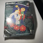 Vintage 1996 Bucilla Felt Christmas Stocking Kit The Holy Family 83385. Fixed Price $44.00.