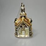 Katherine's Collections Glass Gold Christmas Church Ornament Glitter Snow Accent. Fixed Price $18.00.