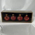 Set Of 4 Michaels Glass Round Christmas Ornaments Red W/glitter 1.57 W/box. Fixed Price $14.99.