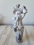 Transpac Vintage Large Winter Snowman Resin White Glitter Bell Tree Wreath Statu. Fixed Price $24.75.