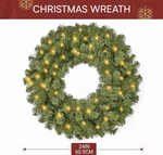 24'' Pre-lit Christmas Wreath With Warm Lights Joyin. Fixed Price $19.99.