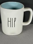 Rae Dunn Hip Hop Double Sided Mug Blue Inside Interior Easter Spring 2019. Fixed Price $11.00.