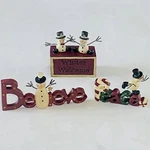 Lot Of 3 Blossom Bucket Snowman Figurines - B. Lloyd & Suzi Holiday. Fixed Price $30.00.