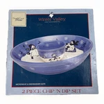 Northcrest Winter Valley Chip & Dip Set Snowman Blue Plate Bowl Christmas. Fixed Price $34.20.