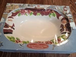 Publix Santa & Mrs Claus Oval Serving Bowl Christmas 12.5 Inches. Fixed Price $25.00.