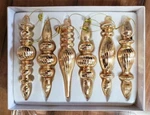Raz Nwt Boxed Set Gold 6" Mercury Glass Ribbed Finial Christmas Ornaments. Fixed Price $34.50.