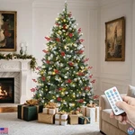Yitahome 6FT Prelit Christmas Tree, Remote, 250 Lights, 58 Pine Cones, 818 Tips. Fixed Price $179.97.