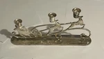 Oneida Santa Reindeer Christmas Sleigh 3 Candle Candelabra Silver Plated Patina. Fixed Price $34.00.