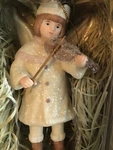 Vtg. Costco Porcelain Snow Girl Angel Wings Christmas Victorian Violin Ornament. Fixed Price $21.65.