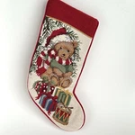 Needlepoint Christmas Stocking Santa Bear Gifts Toys Peking Handicraft. Fixed Price $36.45.