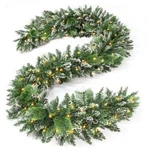 Jin&bao 9FT Christmas Garland With Lights, 100 Led Snowy Branches. Fixed Price $50.69.