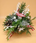 Christmas Basket Arrangement Holly Pinecones Branches Ribbons Vintage. Fixed Price $7.00.