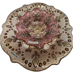 Grasslands Road Snowflake Glass Plate Bowl Set Champagne Mauve Pink Textured 2PC. Fixed Price $69.99.