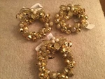 Katherines Christmas Ornaments 3 Large Gold Bell Wreath* Glittered Pearls. Fixed Price $38.00.