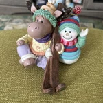 Home Interior 58065 Pal Moose Skis And Snowman Christmas Stocking Holder. Fixed Price $8.99.