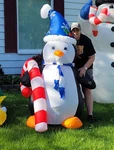 Gemmy 6 Ft Inflatable Penguin Lighted W/candy Cane Christmas Self-inflates. Fixed Price $59.85.