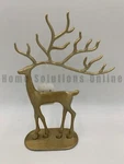 Pottery Barn Brass Sculpted Merry Reindeer Stag Figurine Gold Small 10.25" 8023C. Fixed Price $85.05.