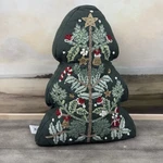 Pottery Barn Embroidered Nostalgic Tree Shaped Throw Pillow Green Christmas Nwt. Fixed Price $99.95.