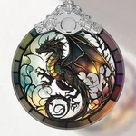 Dragon Stained Glass Ornament, Christmas Ornaments, Xmas Tree. Fixed Price $14.43.