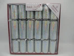 Robin Reed Christmas Crackers Silver Sparkle Set Of 12 With Hat Joke And Gift. Fixed Price $15.00.