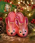 Old World Christmas Pink Bunny Slippers Glass Ornament 32406 Rabbit With Tag. Fixed Price $16.99.