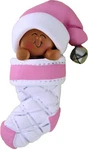 Baby Stocking Pink African-american Personalized Christmas Tree Ornament. Fixed Price $18.25.