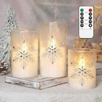 Meltone Christmas Snowflake Led Candles Real Wax Flickering Glass Flameless C.... Fixed Price $39.65.