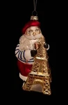 MY22 Blown Glass French Santa Ornament Beret Eiffel Tower France Travel Nwt. Fixed Price $34.91.