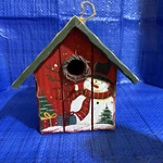 Hand Made & Painted Bird House Snowman Christmas Trees Gifts Solid Wood Red. Fixed Price $24.99.