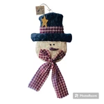 Nos Vtg Harmony Hills Primitive Snowman Head Wall Door Plaque Winter Christmas. Fixed Price $45.99.
