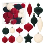 6.93 In Velvet Christmas Ornaments Set Flocked Shatterproof Coffee Beige Deep Gr. Fixed Price $82.58.
