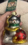 Old World Christmas Holiday Kitten Glass Ornament, Nwt. Fixed Price $18.00.