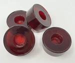 Crate & Barrel Round Glass Taper Candle Holders Set Of 4 Christmas Holiday Red. Fixed Price $19.95.