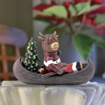 Enchanted Forest 13.5" Highland Cow Lighted Christmas Boat Decor New. Fixed Price $7.97.