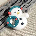 Handcrafted Fimo Clay Snowman Wreath Christmas Pendant Ornament. Fixed Price $14.95.