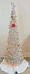 72" Northlight Collapsible Silver & Gold Tinsel Tree With Angel Ornaments Lights. Fixed Price $100.97.