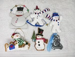 Lot Of 6 Snowman Tree Ornaments Christmas Kurt Adler Metal Clay Pewter 3-4". Fixed Price $24.95.